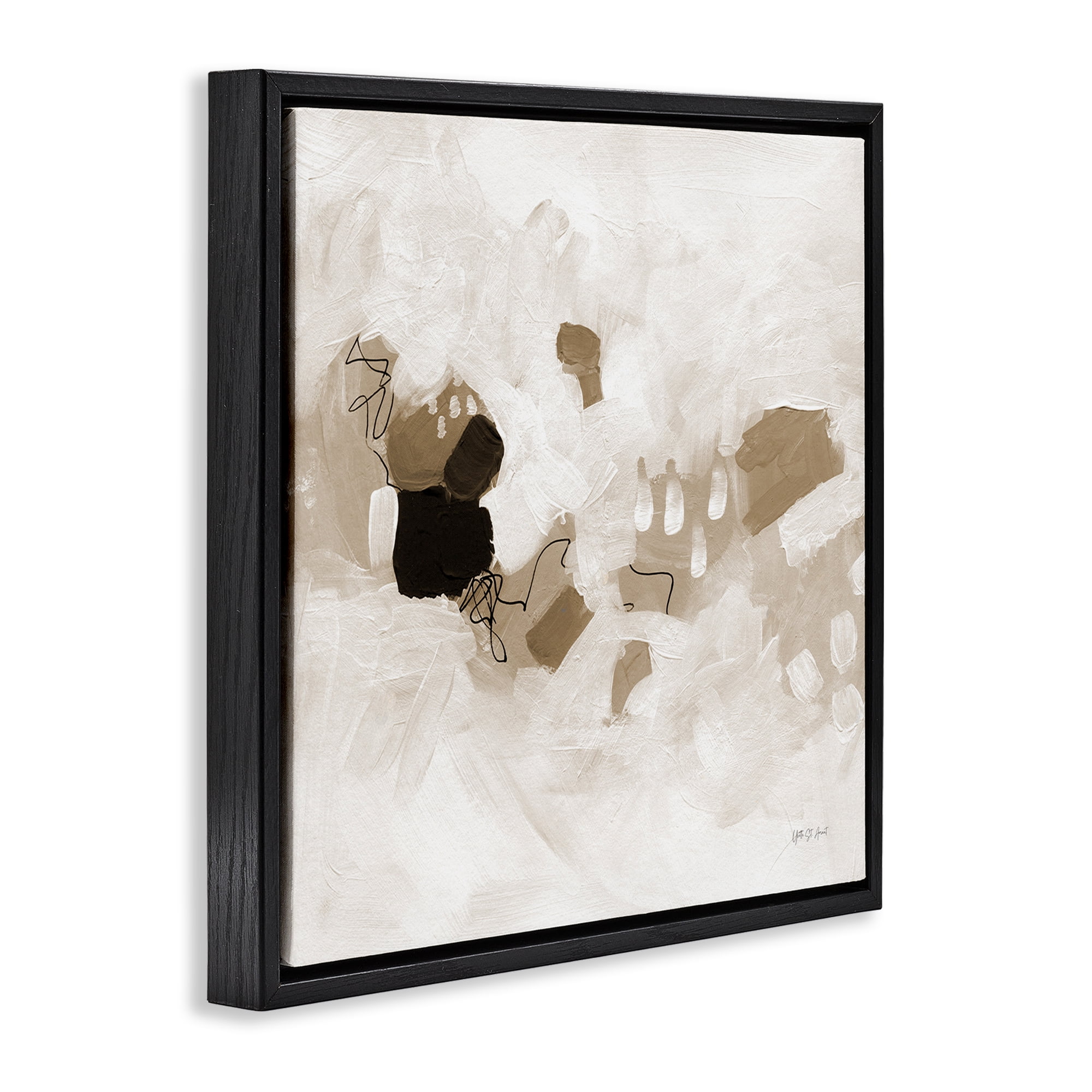Stupell Industries Neutral Classic Conservatory Abstract Painting Black Floater Framed Canvas Art Print Wall Art, 18 x 18