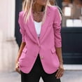 thumbnail image 2 of Sopiago Women's Suit Jacket Business Casual Long Sleeve Lapel Pockets Blazer Open Front Button Work Office Blazers for Women Pink,XL, 2 of 7