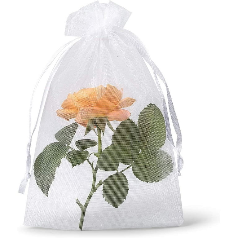 100Pcs White Organza Drawstring Bags – 4x6 Inches, Sheer Gift Bags For Jewelry, Candy, Wedding Favors
