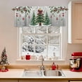 thumbnail image 2 of Valances for Windows Winter Pine Tree Holly Berry Rod Pocket Short Curtain for bathroom living room bedroom Xmas Ball Snowflakes Ombre Gray 1 Panel 42x12in, 2 of 7