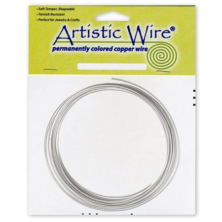 Artistic Wire, 12 Gauge Tarnish Resistant Tinned Copper Craft Wire, Silver Color, 10 ft