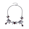 thumbnail image 1 of Collar con babero llamativo de araña y telaraña negra, diamantes de imitación rojos, metal pintado de viuda negra gótica de Halloween, 1 of 5
