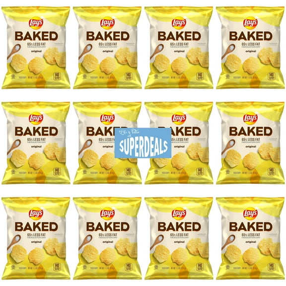 Baked, Original Potato Crisps, 1.125 Ounce (Pack of 12) Value Pack Bundled by SUPERDEALS with Mystery Gift