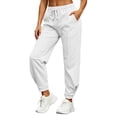 thumbnail image 2 of Gamivast Women's High Waisted Jogger Sweatpants Casual Cuffed Track Pants with Pockets Drawstring Elastic Waist Athletic Workout Lounge Trousers for Running Gym White S, 2 of 8