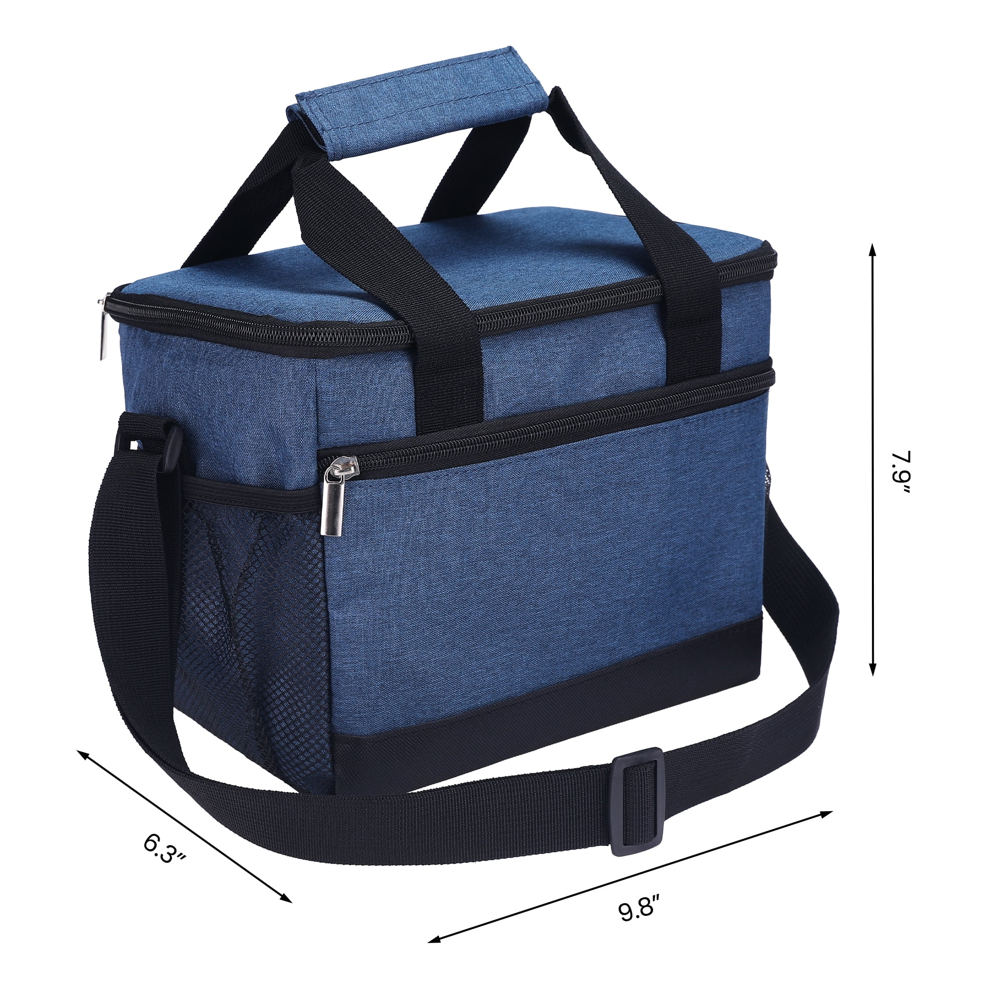 Unique Bargains Insulated Lunch Bag Leakproof Lunch Box for Work Office Navy Blue