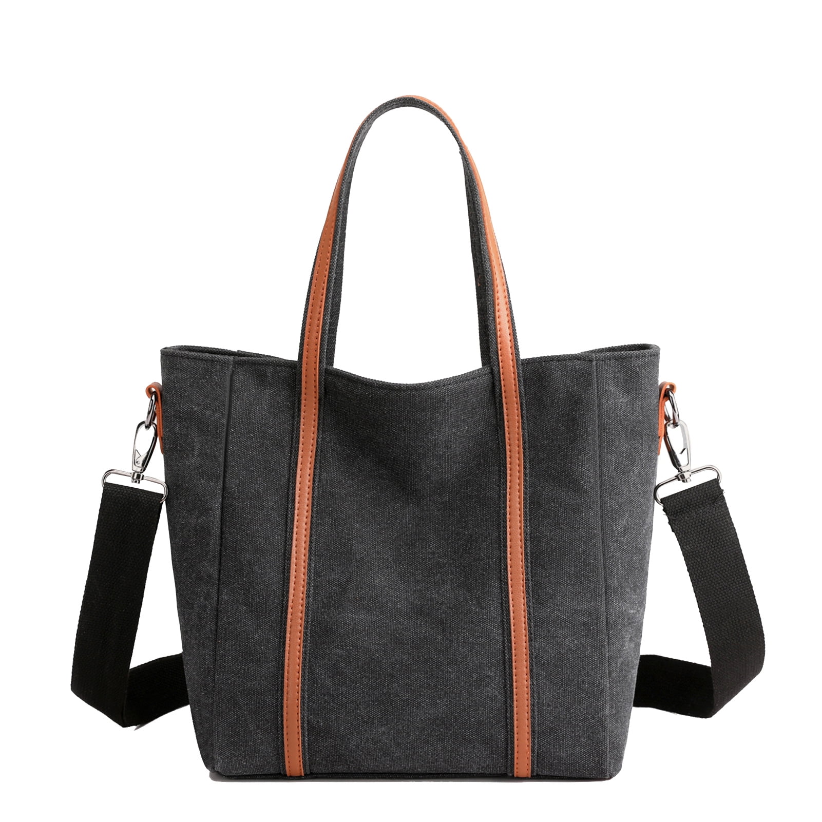 Zippered Close Women' Large Black Handbag Purse with Adjustable Shoulder Strap