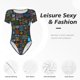 thumbnail image 4 of Balery Happy Father Day Body de cuello redondo de manga corta para mujer Tops de manga corta Tops básicos-X-Large, 4 of 7