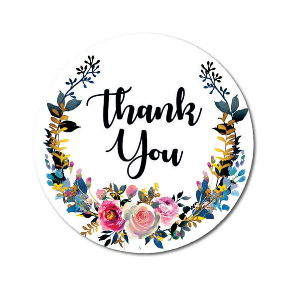 Darling Souvenir Round 1.6 Inches Floral & Vines Wreath Thank You Stickers Wedding Gift-45 Pcs