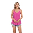 thumbnail image 2 of Eyelet Sleeveless Camisole Casual Spaghetti Strap Rose Red L, 2 of 9