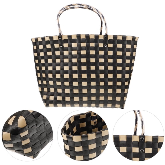ibasenice Versatile Handwoven Rattan Basket Purse with Sturdy Handle for Beach Or Grocery Storage