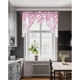 thumbnail image 3 of Pink Eucalyptus Leaves Swag Valances for Windows, Small Curtains Drapes, Spring Botanical Leaf Branches Kitchen Window Curtains Over Sink Window Treatment Valance for Bedroom/Bathroom 56"x36", 3 of 5