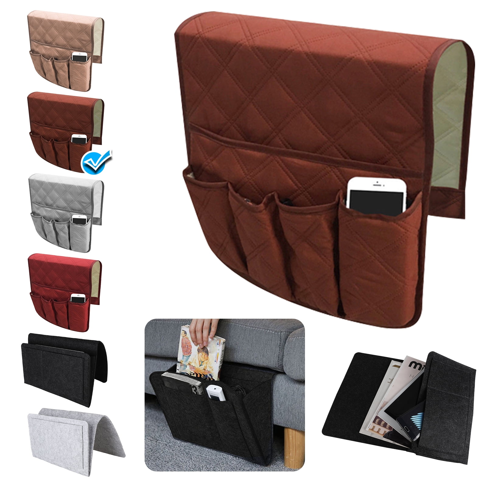 Smart Phone Book Black Siveit Non-Slip Couch Sofa Chair Armrest Organizer Armchair Caddy with 5 Pockets for TV Remote Control Holder Ipad Magazines