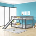 thumbnail image 3 of Grey Color Full over Full Bunk Bed Featuring Slide and Ladder, Made of Quality Pinewood and Plywood, 3 of 18