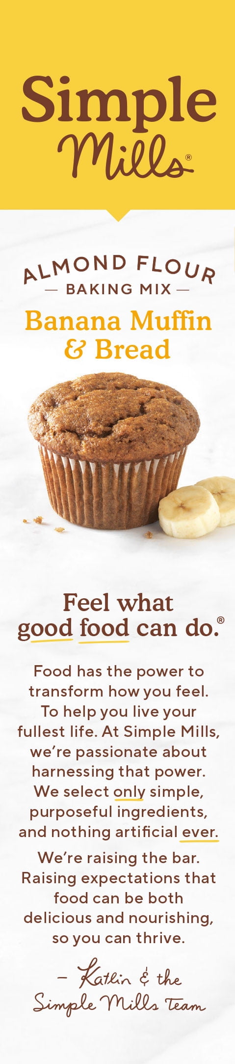 (2 pack) Simple Mills Almond Flour Banana Muffin and Bread Mix, Gluten-Free Baking Mix, 9 oz Box