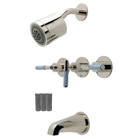 Kingston Brass KBX8136KPS Verona Triple-Handle Tub and Shower Faucet, Polished Nickel