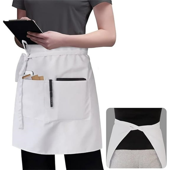 Chef Apron,Waterproof Apron Unisex with Pockets,Durable Half Apron,Water Oil Stain Resistant Waitress Waiter Apron for Girl,Women,Men
