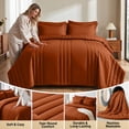 thumbnail image 3 of Dhole 5-Piece Bed in Bag - Twin Size Striped Comforter Sets, Pillowcases & Sheet Collection for Cozy Bedding Sets - Orange, 3 of 10