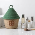 thumbnail image 4 of House Shaped Cotton Rope Storage Basket with Lid,Brown, 4 of 5