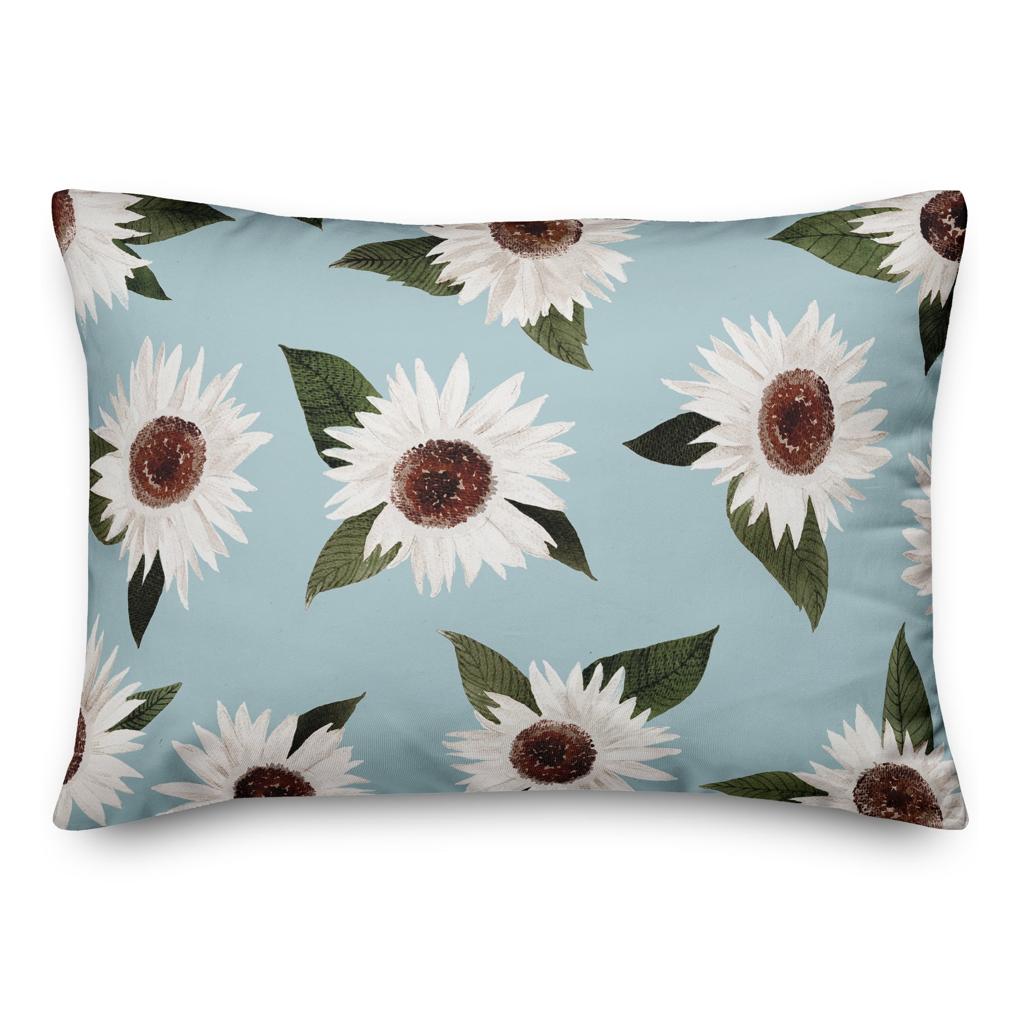 Creative Products Happy Place Flowers on Light Blue 14x20 Indoor / Outdoor Pillow