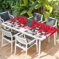 thumbnail image 2 of Red Christmas Table Cloths for 6 Foot Rectangle Tables, Snowman Snowflake Winter Birds Patio Waterproof Elastic Fitted Tablecloths, Washable Rectangular Table Cover for Camping, 2 of 8