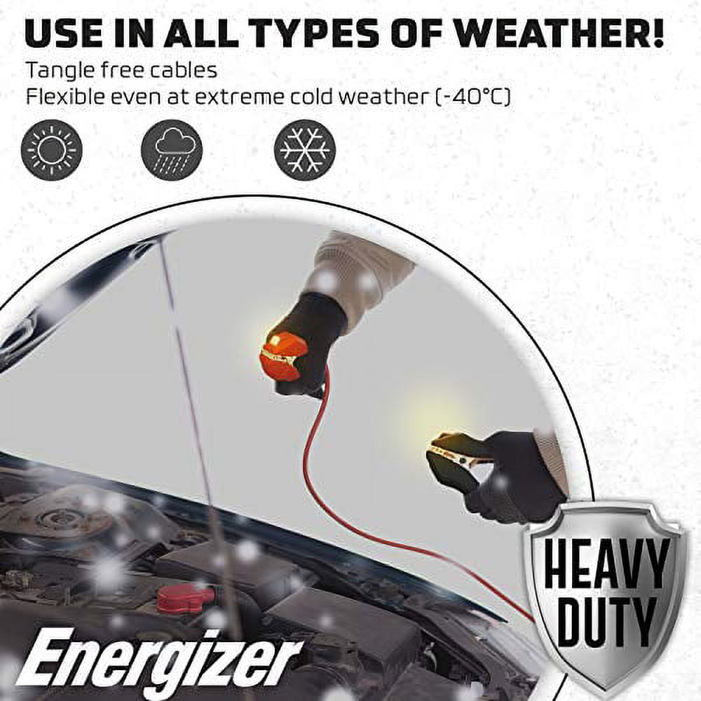Energizer Jumper Cables for Car Battery with Built-in LED Lights, Heavy Duty Automotive Booster Cables for Jump Starting Dead or Weak Batteries - Carrying Bag Included (16-Feet (4-Gauge)