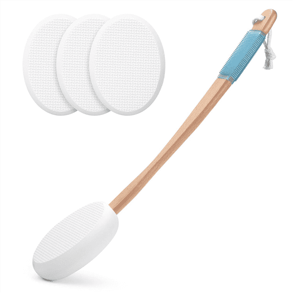 Lotion Applicator for Back, Feet, 4 Replaceable Pads, 1 Long Handle, Back Lotion Applicator for Seniors, Women