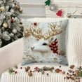 thumbnail image 6 of Uuowzo Farmhouse Christmas Throw Pillow Covers, Xmas Tree Reindeer Snowman Santa Claus Christmas Tree Winter Holiday Decorative Pillowcases for Sofa Bed Home Patio, 18 x 18 Inches, 6 of 6