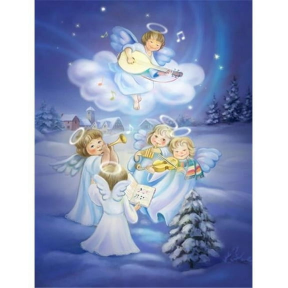 Angels Around the Tree Flag Canvas House Size
