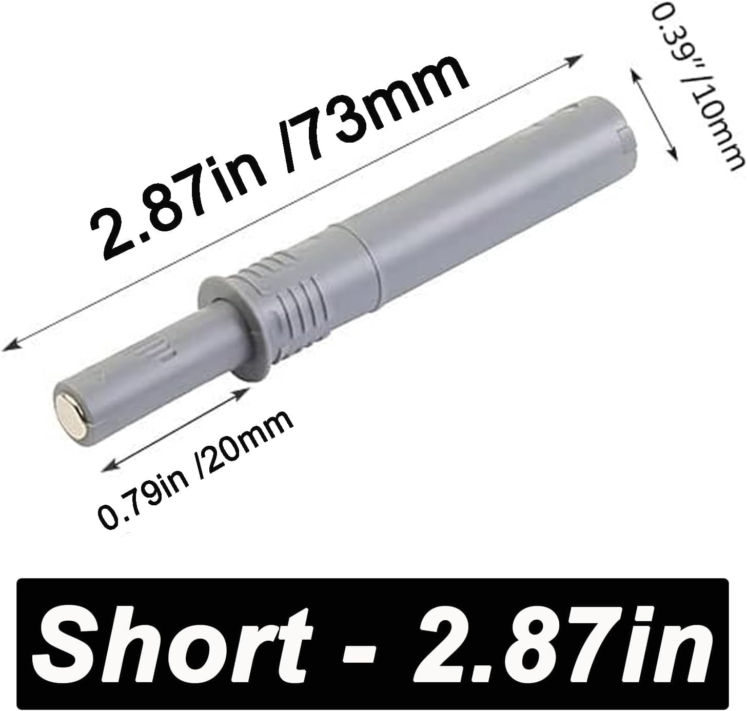 JJEAN-2.87" Push to Open Cabinet Hardware 10 Pack Push Latch & Lock for Hidden Door Touch Latches and Catch Push Release Drawer Pull Tip on RV Closet Close Strong Pop Out, Grey