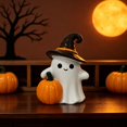 thumbnail image 3 of Resin Ghost Figurine with Pumpkin for Halloween Tabletop Decor, Cute Ghost Statue for Home Office Tiered Tray Shelf Display, Fall Party Ornament for Christmas New Year Gift (1 Pcs), 3 of 7