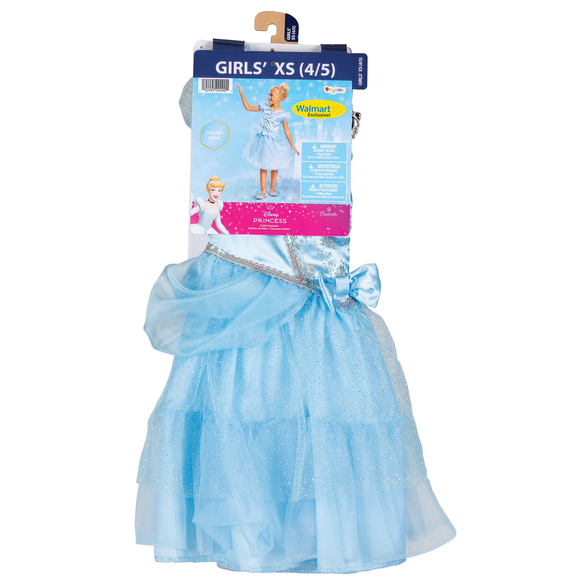 Disney Cinderella 'Cinderella' Halloween Costume for Children, Girls Size XS (4/5), by Disguise