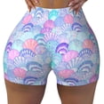 thumbnail image 2 of Logiee Watercolor Sea Shells 1 Print Women's Biker Shorts,Workout Gym Shorts,Scrunch Shorts,Tummy Control Hidden Scrunch Running Yoga Shorts-Large, 2 of 8