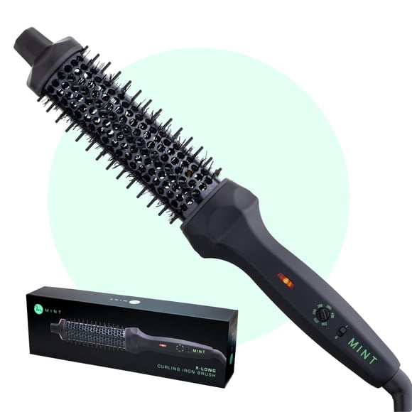 MINT Cepillo térmico extralargo de 1 1/3 pulgadas para rizos y ondas sin esfuerzo | El cepillo rizador de cerámica de 2 calentadores 230-430F crea estilos duraderos | Styler de cepillo redondo calenta