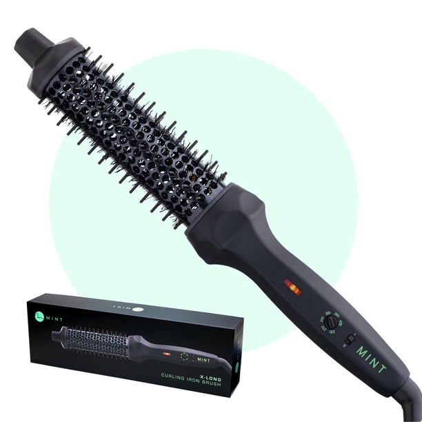 MINT Cepillo térmico extralargo de 1 1/3 pulgadas para rizos y ondas sin esfuerzo | El cepillo rizador de cerámica de 2 calentadores 230-430F crea estilos duraderos | Styler de cepillo redondo calenta