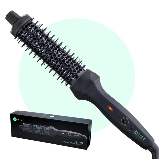 MINT Cepillo térmico extralargo de 1 1/3 pulgadas para rizos y ondas sin esfuerzo | El cepillo rizador de cerámica de 2 calentadores 230-430F crea estilos duraderos | Styler de cepillo redondo calenta