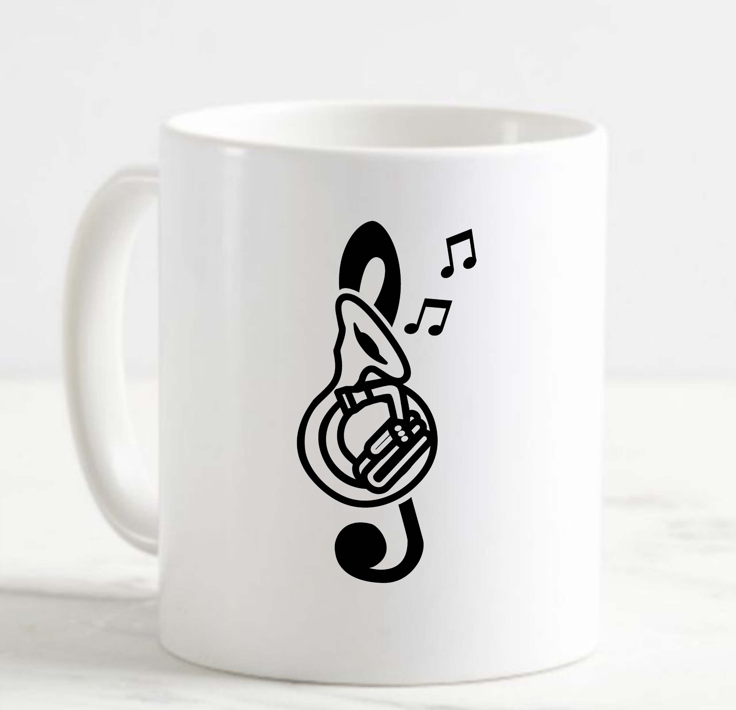 Coffee Mug Treble Clef Tuba Music Notes Instrument Band Practice Play