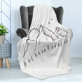thumbnail image 4 of Saying Soft Flannel Fleece Throw Blanket, Its a Day Sunset Between Huge Mountains Unpainted Illustration, Cozy Plush for Indoor and Outdoor Use, 50" x 60", Eggplant and White, by Ambesonne, 4 of 5
