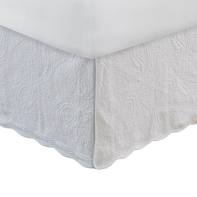 Faldón de cama Benzara BM307084, 46 cm, acolchado con estampado de cachemir, tamaño king
