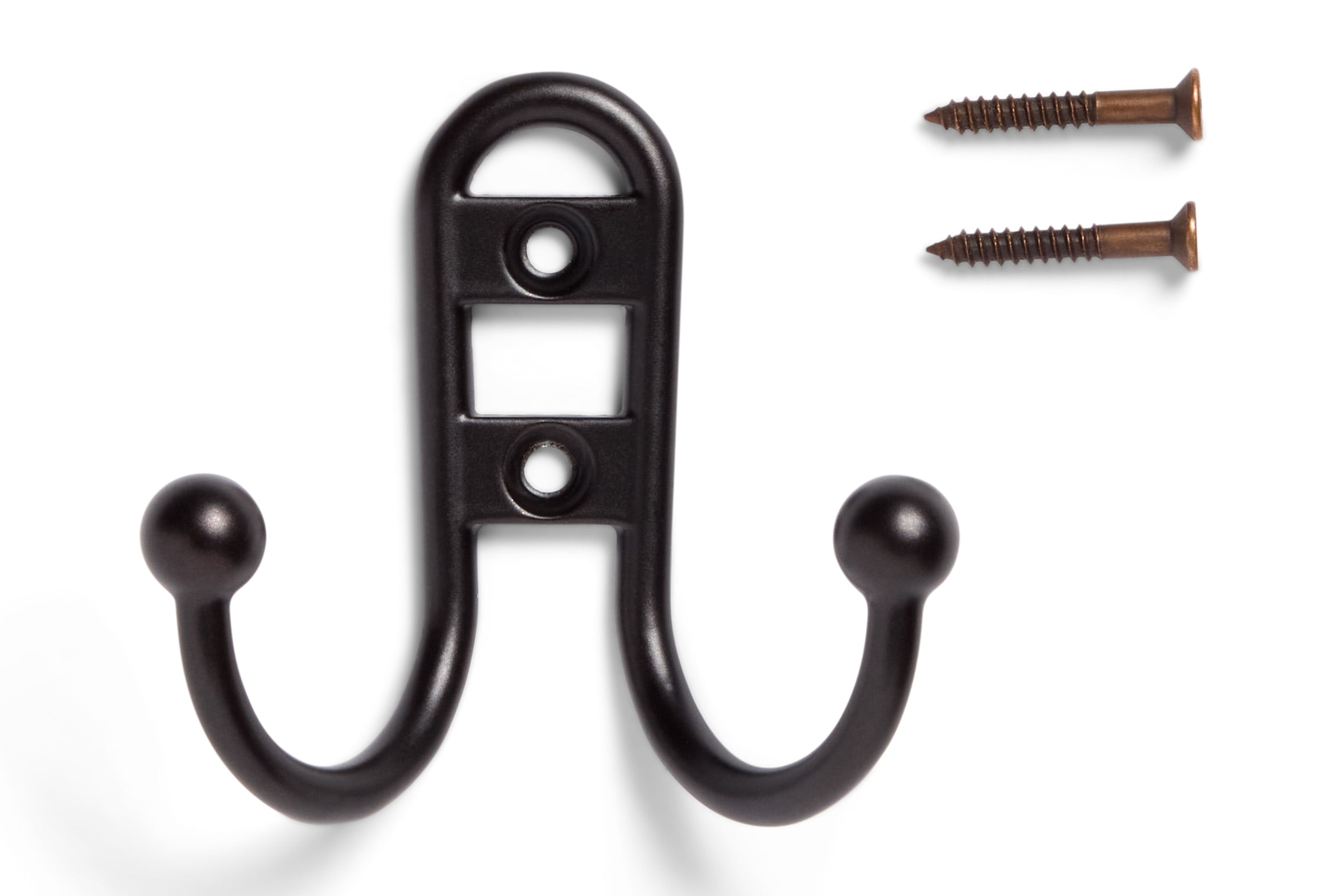 (2 pack) Mainstays, Double Hook Bronze Metal Hooks, for Hanging Towels and Coats, 10 lbs Capacity, 1 Pc
