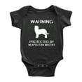 thumbnail image 1 of Warning: Protected by A Neapolitan Mastiff Dog Funny Baby Bodysuits (Black,3-6 Months), 1 of 5