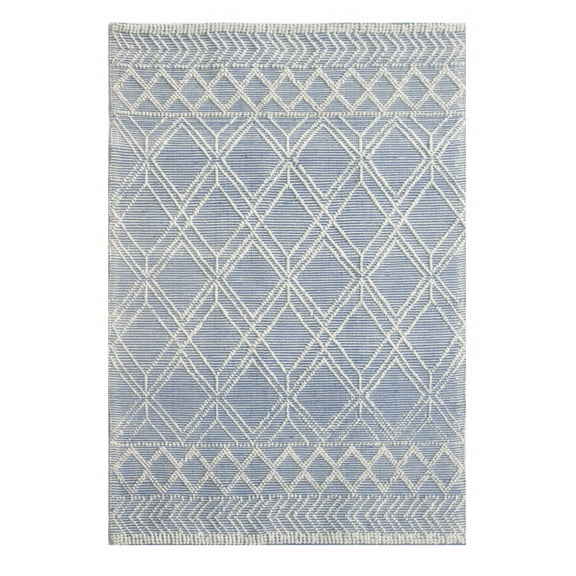 9â€™ x 13â€™ Blue Ivory Tribal Geometric Pattern Area Rug