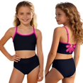 thumbnail image 2 of HAJWOH Bathing Suits for Girls Fashion Summer Teen Tankini Swimsuit Two Piece Adjustable Strap Cut Out Color Block Swimwear, 2 of 6
