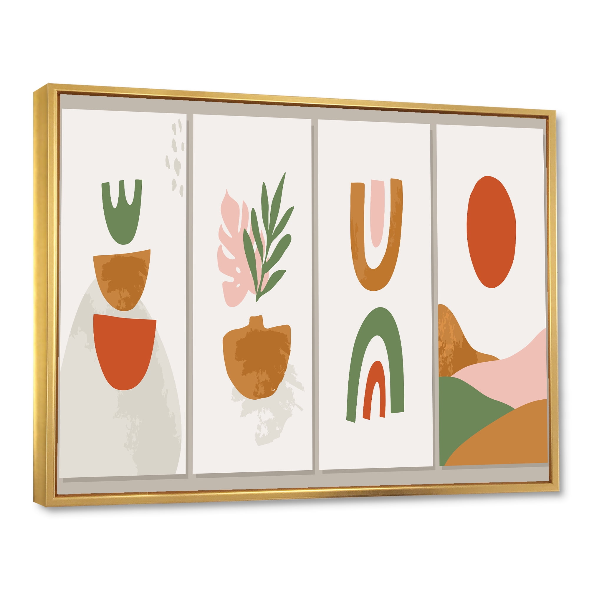 Designart 'Compostion Minimalistic of Organic Shapes VI' Modern Framed Canvas Wall Art Print