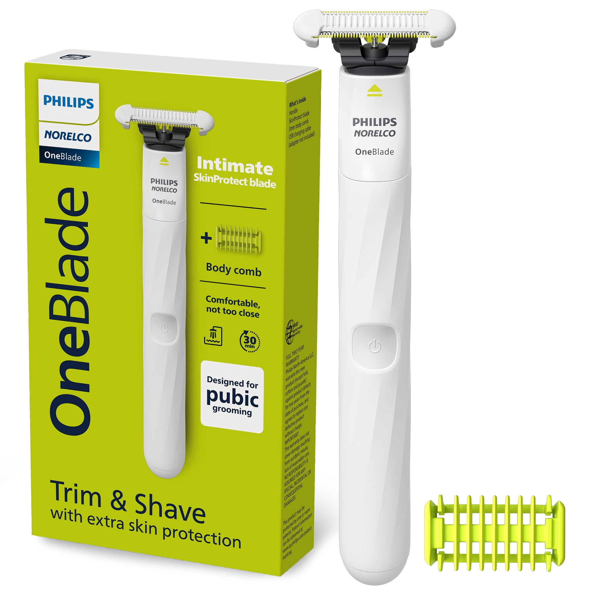 Philips Norelco New Oneblade Unisex Intimate Pubic & Personal Body Trimmer, 1Pk, QP1924/70