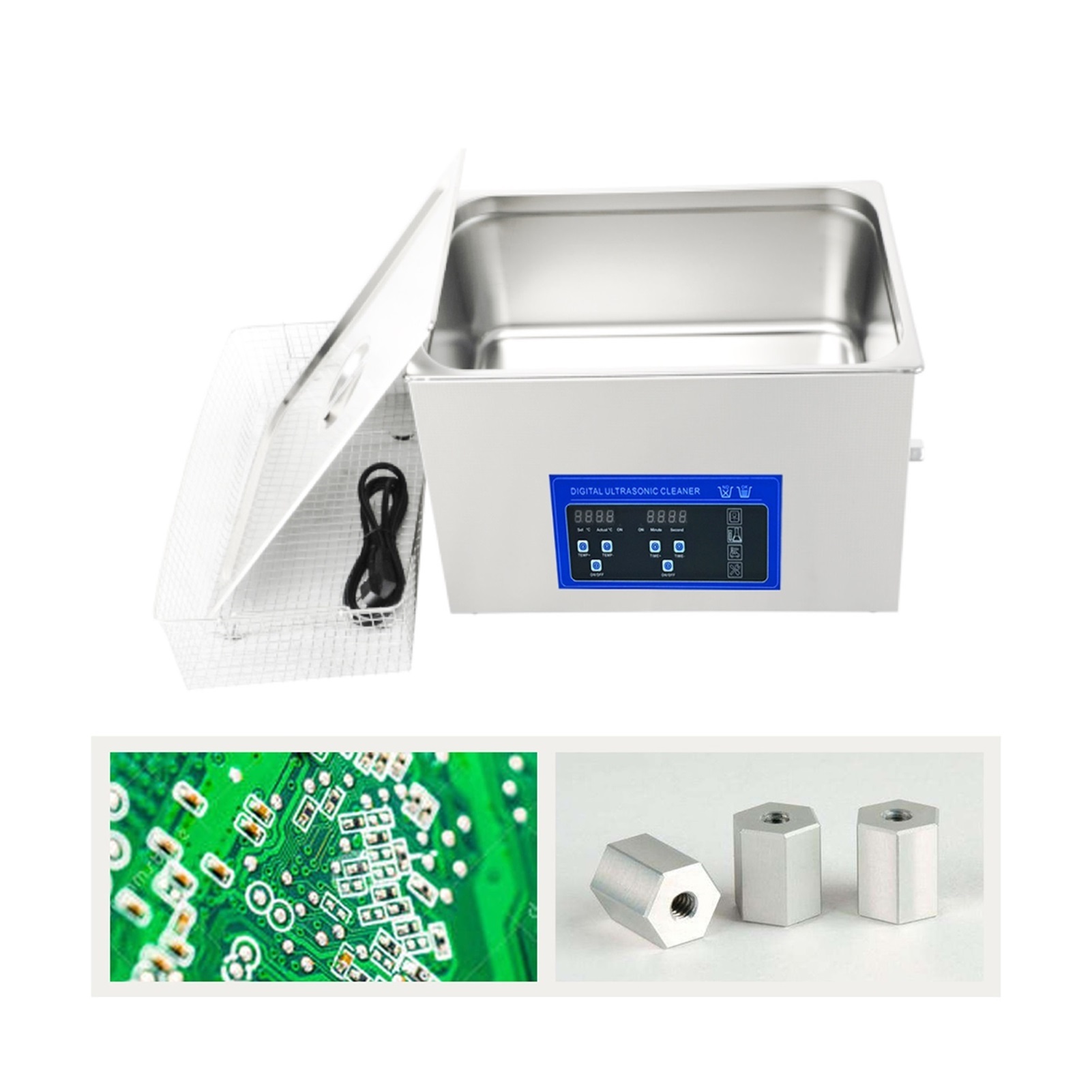 30L Digital Ultrasonic Cleaner Bath Heated Lab Clinic Metal Jewelry Glasses Ultrasound Sonic Cleaning Auto Engine ,Strong Cleaning