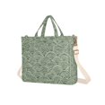 thumbnail image 7 of FORMRS Womens Corduroy Tote Bag Crossbody Shoulder Handbag with Pocket, Retro Green Abstract, 7 of 7