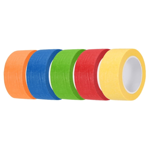 5pcs 1" x 11 Yard Colored Masking Tape, Dark Blue Green Red Yellow Orange