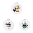 thumbnail image 1 of KNFATEQVEDG 3 Pack Handmade Embroidery Set Holiday Cat Handmade Embroidery Diy Material Package Flower Cactus Green, 1 of 8