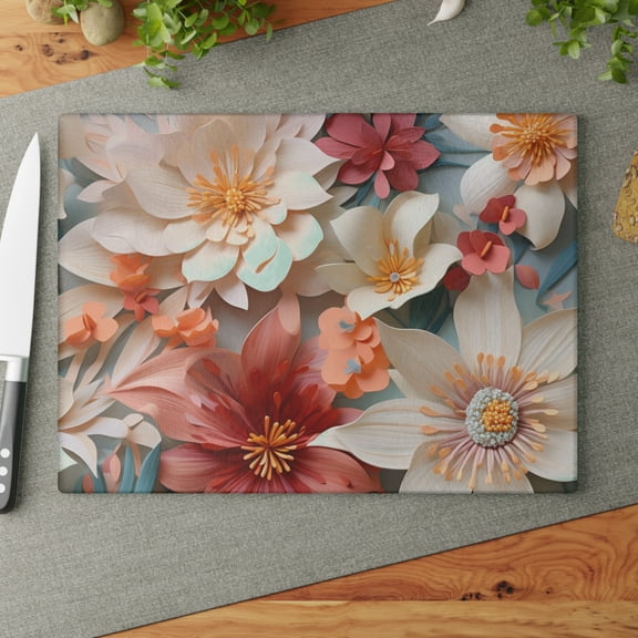 Stylish And Practical Floral Glass Cutting Board