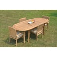 thumbnail image 4 of Grade-A Teak Dining Set: 4 Seater 5 Pc: 94" Oval Table And 4 Wave Stacking Arm Chairs Outdoor Patio WholesaleTeak #51WV2205, 4 of 6